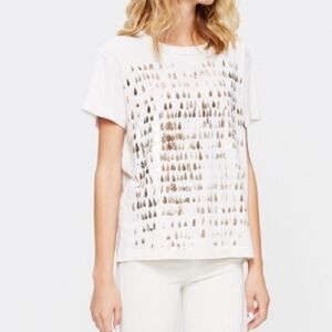 MOTHER Boxy Goodie Goodie Foil Cream Gold Graphic Tee Short Sleeve Sz Medium